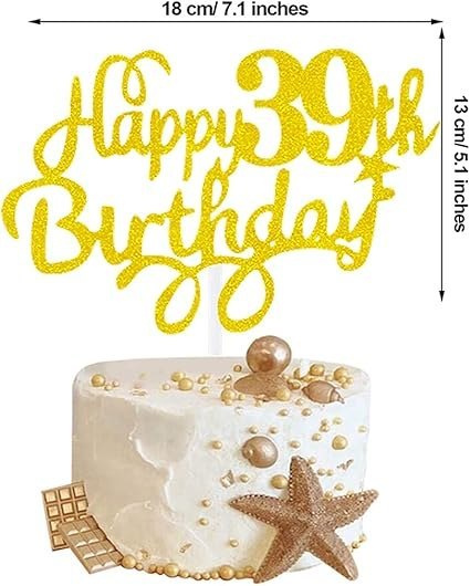TOPPER NA TORT ZŁOTY HAPPY BIRTHDAY 39 URODZINY TOPPER NA TORT ZŁOTY HAPPY BIRTHDAY 39 URODZINY