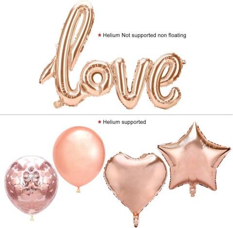 ZESTAW BALONÓW ROSE GOLD LOVE BABY SHOWER SERCE ZESTAW BALONÓW ROSE GOLD LOVE BABY SHOWER SERCE