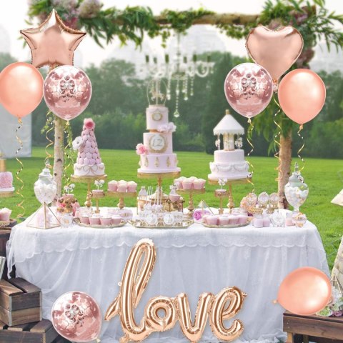 ZESTAW BALONÓW ROSE GOLD LOVE BABY SHOWER SERCE ZESTAW BALONÓW ROSE GOLD LOVE BABY SHOWER SERCE