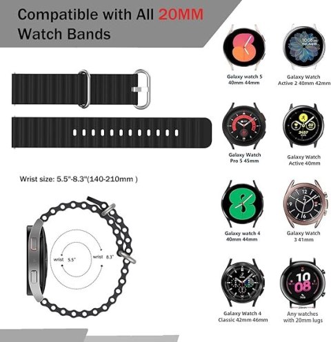 2x PASEK DO ZEGARKA CZARNY BIAŁY SILIKON Samsung Galaxy Watch/Amazfit 20mm 2x PASEK DO ZEGARKA CZARNY BIAŁY SILIKON Samsung Galaxy Watch/Amazfit 20mm