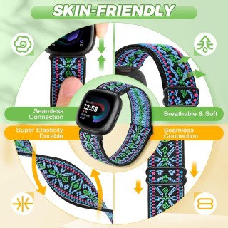 BRANSOLETA DO ZEGARKA FITBIT VERSA 3/4 NYLONOWA KOLOROWA BOHOO WZORY