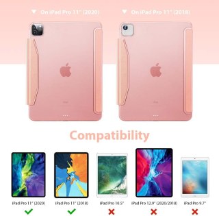 ETUI APPLE IPAD PRO 11" 2022-2018 RÓŻOWE POŁYSK Z KLAPKĄ +1x SZKŁO ESR