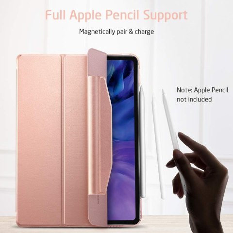 ETUI APPLE IPAD PRO 11" 2022-2018 RÓŻOWE POŁYSK Z KLAPKĄ +1x SZKŁO ESR