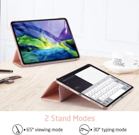 ETUI APPLE IPAD PRO 11" 2022-2018 RÓŻOWE POŁYSK Z KLAPKĄ +1x SZKŁO ESR