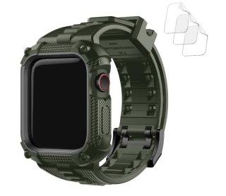 ETUI DO ZEGARKA APPLE IWATCH SERII 9/8/7 41mm Z PASKIEM ZIELONE +3x FOLIA