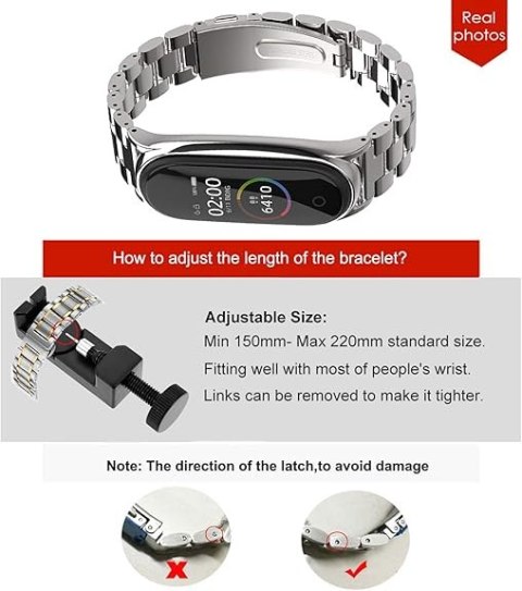 ETUI DO ZEGARKA XIAOMI MI BAND 4 /3 Z BRANSOLETĄ SREBRNY KOLOR STAL ETUI DO ZEGARKA XIAOMI MI BAND 4 /3 Z BRANSOLETĄ SREBRNY KOLOR STAL