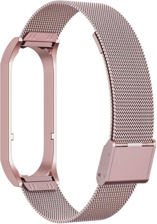 ETUI DO ZEGARKA XIAOMI MI BAND 6/5 Z BRANSOLETĄ RÓŻOWY KOLOR STAL