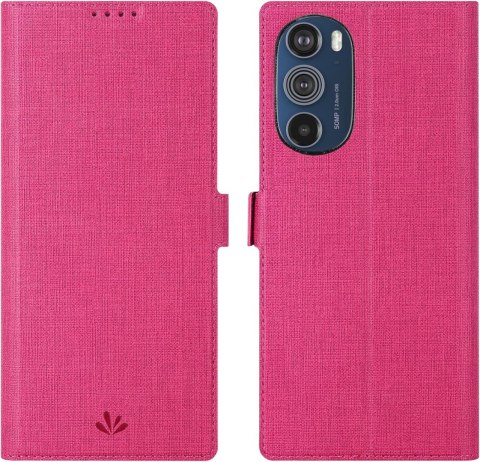 ETUI MOTOROLA EDGE 30 PRO RÓŻOWE ZAMYKANE Z KLAPKĄ MIEJSCE NA KARTY SOLIDNE