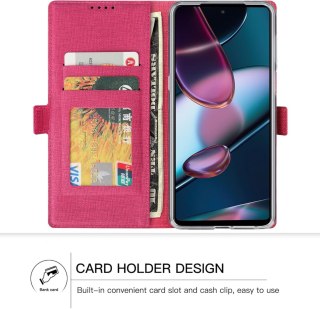 ETUI MOTOROLA EDGE 30 PRO RÓŻOWE ZAMYKANE Z KLAPKĄ MIEJSCE NA KARTY SOLIDNE