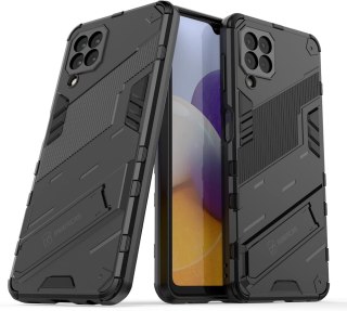 ETUI SAMSUNG GALAXY A22 5G CZARNE PANCERNE Z PODSTAWKĄ +2x SZKŁO HARTOWANE