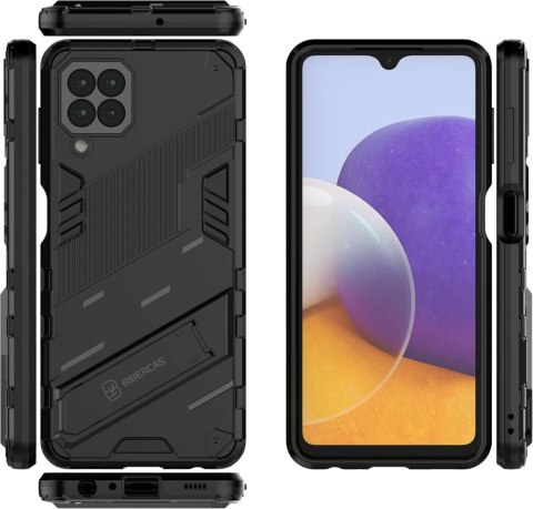 ETUI SAMSUNG GALAXY A22 5G CZARNE PANCERNE Z PODSTAWKĄ +2x SZKŁO HARTOWANE ETUI SAMSUNG GALAXY A22 5G CZARNE PANCERNE Z PODSTAWKĄ +2x SZKŁO HARTOWANE