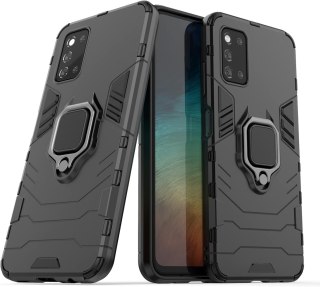 ETUI SAMSUNG GALAXY A52 5G CZARNE PANCERNE PLECKI Z PIERŚCIENIEM +2X SZKŁO