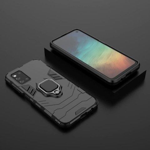 ETUI SAMSUNG GALAXY A52 5G CZARNE PANCERNE PLECKI Z PIERŚCIENIEM +2X SZKŁO