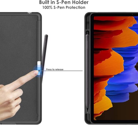 ETUI SAMSUNG TAB S7+ POMARAŃCZOWE SKŁADANE ZAMYKANE Z KLAPKĄ OCHRONNE