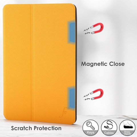 ETUI SAMSUNG TAB S7+ POMARAŃCZOWE SKŁADANE ZAMYKANE Z KLAPKĄ OCHRONNE