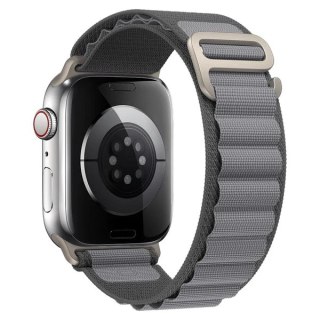 PASEK DO APPLE WATCH 4/5/6/7/8/9/10/SE/ULTRA 44/45/46/49mm SZARY NYLON