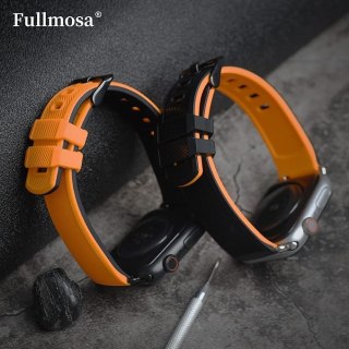 PASEK DO APPLE WATCH 5/6/7/8/9/10/SE/ULTRA 44/45/46/49 CZARNO-POMARAŃCZOWY