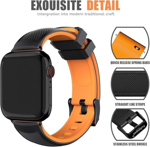 PASEK DO APPLE WATCH 5/6/7/8/9/10/SE/ULTRA 44/45/46/49 CZARNO-POMARAŃCZOWY PASEK DO APPLE WATCH 5/6/7/8/9/10/SE/ULTRA 44/45/46/49 CZARNO-POMARAŃCZOWY