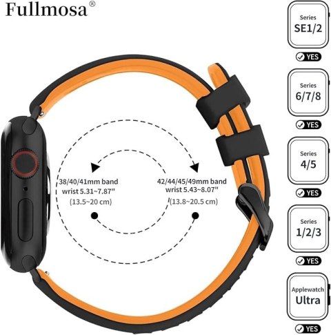 PASEK DO APPLE WATCH 5/6/7/8/9/10/SE/ULTRA 44/45/46/49 CZARNO-POMARAŃCZOWY PASEK DO APPLE WATCH 5/6/7/8/9/10/SE/ULTRA 44/45/46/49 CZARNO-POMARAŃCZOWY