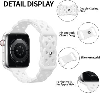 PASEK DO ZEGARKA APPLE WATCH 38/40/41 mm SE/9/8/7/6/5/4/3/2/1 BIAŁY AŻUR