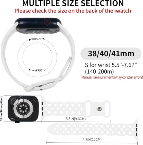 PASEK DO ZEGARKA APPLE WATCH 38/40/41 mm SE/9/8/7/6/5/4/3/2/1 BIAŁY AŻUR PASEK DO ZEGARKA APPLE WATCH 38/40/41 mm SE/9/8/7/6/5/4/3/2/1 BIAŁY AŻUR