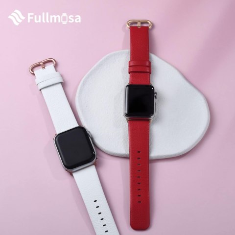 PASEK DO ZEGARKA APPLE WATCH 38/40/41mm SE/9/8/7/6/5/4/3/2/1 CZERWONY SKÓRA