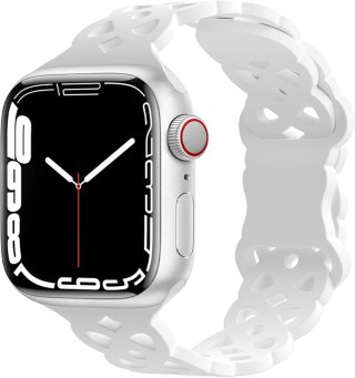 PASEK DO ZEGARKA APPLE WATCH 42/44/45 mm SE/9/8/7/6/5/4/3/2/1 BIAŁY AŻUR