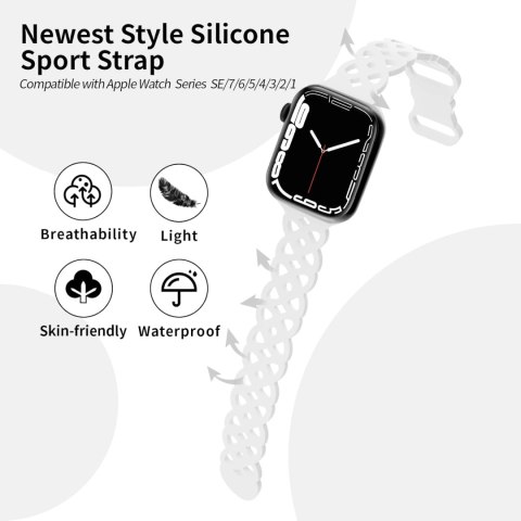 PASEK DO ZEGARKA APPLE WATCH 42/44/45 mm SE/9/8/7/6/5/4/3/2/1 BIAŁY AŻUR PASEK DO ZEGARKA APPLE WATCH 42/44/45 mm SE/9/8/7/6/5/4/3/2/1 BIAŁY AŻUR