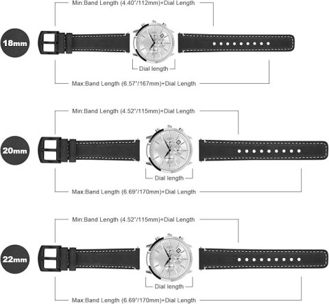 PASEK DO ZEGARKA CZARNY SKÓRA UNIWERSALNY BIAŁE OBSZYCIE ELEGANCKI 18mm PASEK DO ZEGARKA CZARNY SKÓRA UNIWERSALNY BIAŁE OBSZYCIE ELEGANCKI 18mm