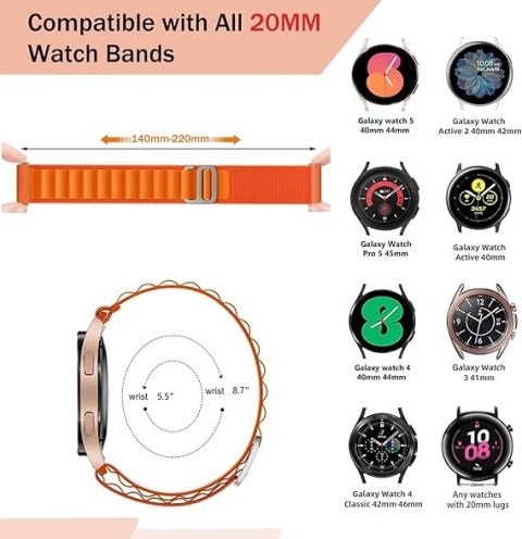 PASEK DO ZEGARKA POMARAŃCZOWY NYLONOWY UNIWERSALNY SAMSUNG/Amazfit 20mm PASEK DO ZEGARKA POMARAŃCZOWY NYLONOWY UNIWERSALNY SAMSUNG/Amazfit 20mm