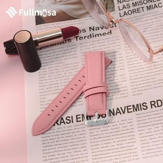 PASEK DO ZEGARKA RÓŻOWY SKÓRA UNIWERSALNY SREBRNA KLAMRA 16mm