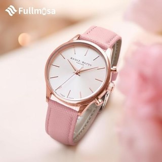 PASEK DO ZEGARKA RÓŻOWY SKÓRA UNIWERSALNY ZŁOTA KLAMRA 20mm