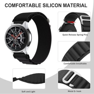 PASEK DO ZEGARKA SAMSUNG GALAXY WATCH/Amazfit/Huawei CZARNY NYLONOWY 22mm