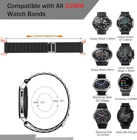 PASEK DO ZEGARKA SAMSUNG GALAXY WATCH/Amazfit/Huawei CZARNY NYLONOWY 22mm PASEK DO ZEGARKA SAMSUNG GALAXY WATCH/Amazfit/Huawei CZARNY NYLONOWY 22mm