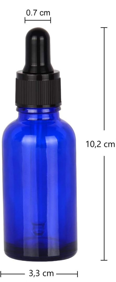 SZKLANA BUTELKA Z ZAKRAPLACZEM NA OLEJKI ETERYCZNE NIEBIESKA PUSTA 30 ml x4 SZKLANA BUTELKA Z ZAKRAPLACZEM NA OLEJKI ETERYCZNE NIEBIESKA PUSTA 30 ml x4