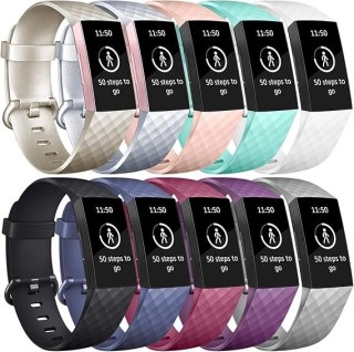 10x PASEK DO ZEGARKA FITBIT Charge 3/4 TPU WODOODPORNY MIX KOLORÓW S