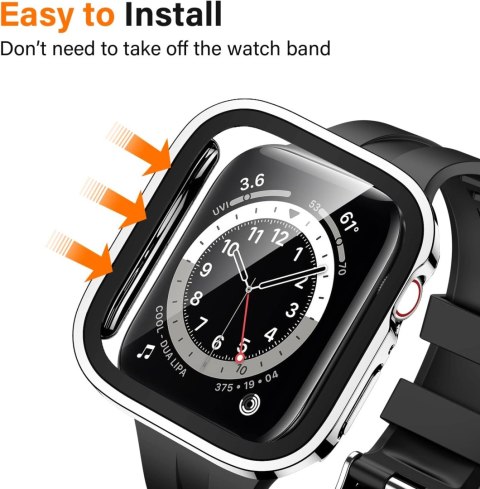 2X ETUI APPLE IWATCH SERII 6/5/4/SE 40mm SREBRNE I PRZEZROCZYSTE OCHRONA EKRANU