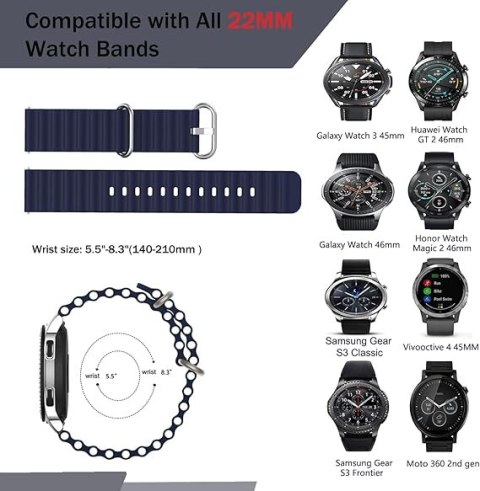 2x PASEK DO ZEGARKA NIEBIESKI CZARNY SILIKON Samsung/HUAWEI Watch 22mm 2x PASEK DO ZEGARKA NIEBIESKI CZARNY SILIKON Samsung/HUAWEI Watch 22mm