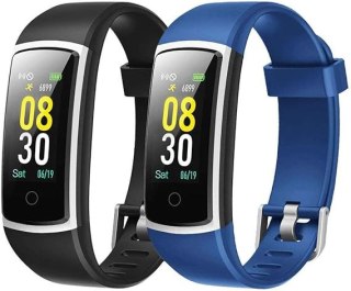 2x PASEK DO ZEGARKA Yamay Sw336/FITBIT ID128 CZARNY NIEBIESKI TPU