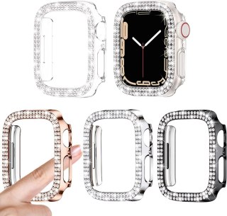 4x ETUI APPLE IWATCH SERII 7/8/9 45mm BŁYSZCZĄCE CYRKONIE WYSOKA OCHRONA