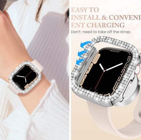 4x ETUI APPLE IWATCH SERII 7/8/9 45mm BŁYSZCZĄCE CYRKONIE WYSOKA OCHRONA