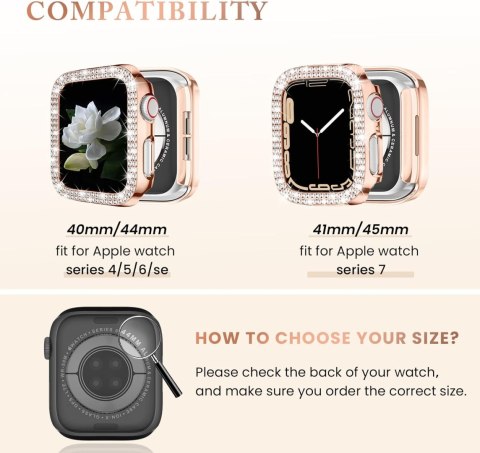 4x ETUI APPLE IWATCH SERII 7/8/9 45mm BŁYSZCZĄCE CYRKONIE WYSOKA OCHRONA