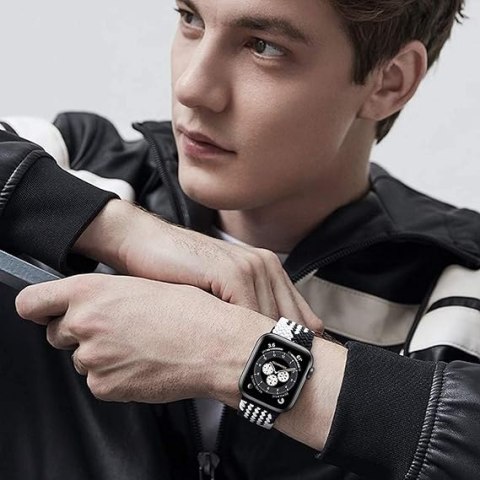 BRANSOLETA DO APPLE WATCH 1/2/3/4/5/6/7/8/9/SE 38/40/41mm CZARNO-BIAŁA BRANSOLETA DO APPLE WATCH 1/2/3/4/5/6/7/8/9/SE 38/40/41mm CZARNO-BIAŁA