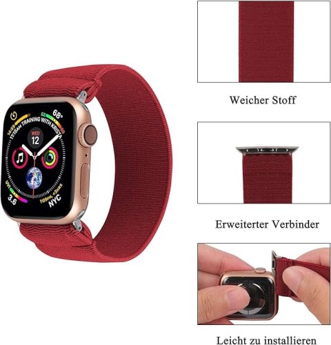 BRANSOLETA DO ZEGARKA APPLE WATCH 1/2/3/4/5/6/7/8/9/SE 38/40/41mm CZERWONA BRANSOLETA DO ZEGARKA APPLE WATCH 1/2/3/4/5/6/7/8/9/SE 38/40/41mm CZERWONA