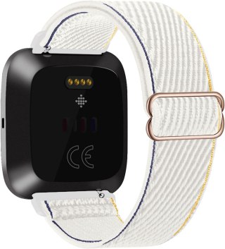 BRANSOLETA DO ZEGARKA FITBIT VERSA 1/2/LITE KREMOWY NYLON WODOODPORNY
