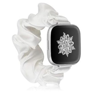 BRANSOLETA DO ZEGARKA SCRUNCHIE BIAŁA FITBIT VERSA 1/2/LITE TKANINA