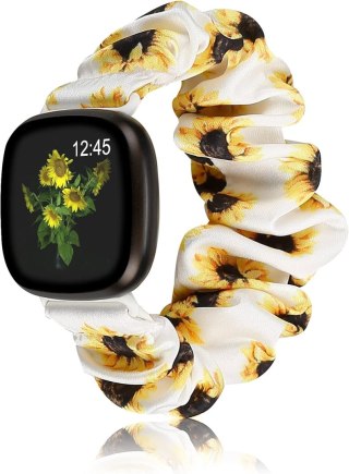 BRANSOLETA DO ZEGARKA SCRUNCHIE W SŁONECZNIKI FITBIT VERSA 1/2/LITE TKANINA