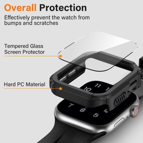 ETUI APPLE IWATCH SERII 6/5/4/SE 44mm CZARNE OCHRONA EKRANU WYTRZYMAŁE