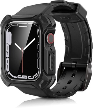 ETUI APPLE IWATCH SERII 9/8/7/6/5/4/SE 44/45mm CZARNE ELASTYCZNE Z PASKIEM