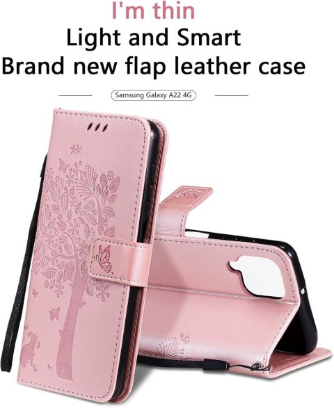ETUI SAMSUNG GALAXY A22 4G RÓŻOWE WYTŁACZANE DRZEWO ZAMYKANE +2x SZKŁO ETUI SAMSUNG GALAXY A22 4G RÓŻOWE WYTŁACZANE DRZEWO ZAMYKANE +2x SZKŁO